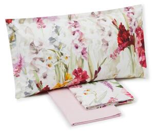 Completo Lenzuola In Percalle Charming Flowers Matrimoniale - 250X290 175X205 + 2 Federe 50X80 Emporium Floreale Bianco Caleffi