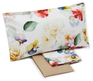 Completo Lenzuola In Percalle Bloom Cascade Matrimoniale - 250X290 175X205 + 2 Federe 50X80 Emporium Floreale Bianco Caleffi