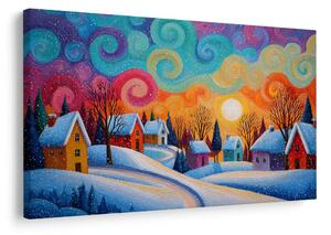 Quadro su tela Natalizio – Magia invernale del villaggio