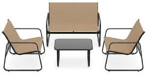 Set da salotto da giardino KOMFOTTEU per 4 persone, composto da un tavolino da caffè, 2 poltrone da giardino e un divano da giardino. Set da lounge da esterno con struttura in metallo, ideale per balconi e piscine