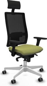 Sedia da ufficio con poggiatesta, modello Piqueras y Crespo 3D026G1, colore verde