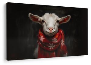 Quadro su tela – Capra di Natale con sciarpa