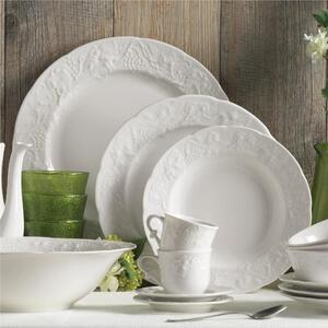 Servizio piatti 18 pezzi 6 posti tavola in porcellana con decoro Sottosmalto Collezione Toscana lavabile in lavastoviglie colore Bianco