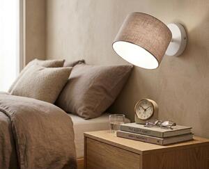 PUB APPLIQUE PLAFONIERA ORIENTABILE BIANCA O NERA CON PARALUME IN TESSUTO DI LINO 3 COLORI LAMPADINA E27