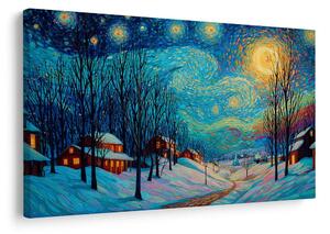 Quadro su tela Natalizio – Villaggio invernale incantato