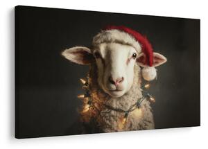 Quadro su tela – Pecore natalizie con luci