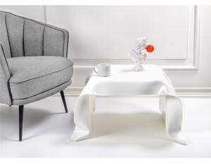 Tavolino, Basso da Th� Drappeggi d�autore Dimensioni 60x75x h 40 cm, Corpo Bianco plexiglass 3 mm portata massima 8 kg