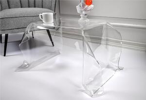 Tavolino, Basso da Th� Drappeggi d�autore Dimensioni 60x75x h 40 cm, Corpo Trasparente plexiglass 3 mm portata massima 8 kg