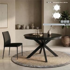 Tavolo Rotondo Top in Marmo nero portoro , Struttura in Metallo, MOON Diametro 120 x120 Max 160x h76 cm-Peso 69 kg Fino a 6 persone colore top in marmo nero portoro