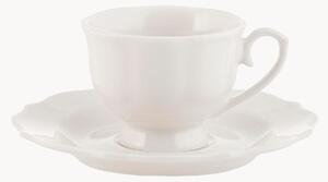 Set di 6 tazze da caffè in porcellana Blanc con piattini