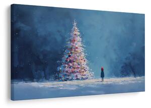Quadro su tela – Albero di Natale e viandante solitario