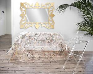 Specchiera con cornice in plexiglass impreziosito da intagli minuziosi al laser Dimensioni 134x3x h 98 cm - stile barocco colore Oro