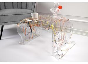 Tavolino, Basso da Th� Drappeggi d�autore Dimensioni 60x75x h 40 cm, Corpo Multicolor plexiglass 3 mm portata massima 8 kg