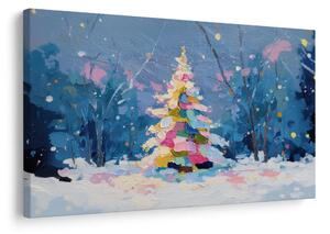 Quadro su tela – Albero di Natale nel paesaggio invernale