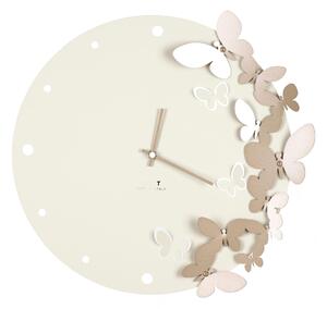 Orologio Da Muro Struttura in metallo con Farfalle IN DANZA Diametro 40 cm lancette Colore nero , colore panna