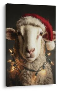 Quadro su tela – Pecora con cappello di Natale