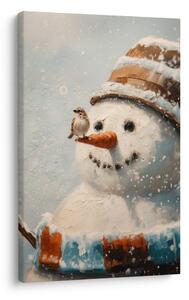 Quadro su tela – Favola natalizia con pupazzo di neve