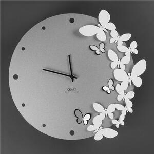 Orologio Da Muro Struttura in metallo con Farfalle IN DANZA Diametro 40 cm lancette Colore nero , colore Argento