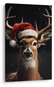 Quadro su tela – Dolce renna con cappello di Natale