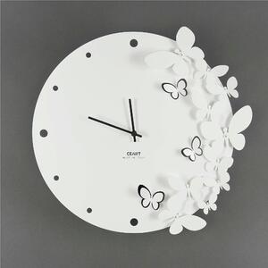 Orologio Da Muro Struttura in metallo con Farfalle IN DANZA Diametro 40 cm lancette Colore nero , colore bianco