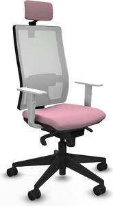Sedia da ufficio con poggiatesta, modello Horna Piqueras y Crespo 4B066N2, colore rosa