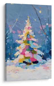 Quadro su tela – Notte festiva con albero colorato