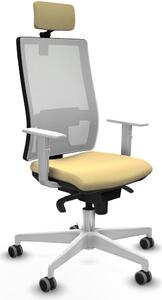 Sedia da ufficio con poggiatesta, modello Horna Piqueras y Crespo 4B026G2, colore crema