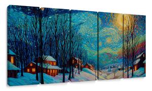 Quadri 5 pezzi – Notte stellata d'inverno