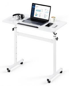 Scrivania regolabile in altezza - Tavolo mobile per computer, da utilizzare in piedi o seduti - Piano del tavolo: 81 x 41 cm - Capacità di carico: 25 kg - Inclinazione a 360° - Con ruote e ganci - Ideale per l'ufficio domestico