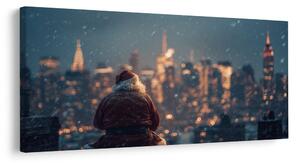 Quadro su tela – Babbo Natale e la vista sulla città