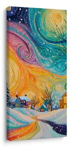 Quadro su tela – Alba di Natale sul villaggio