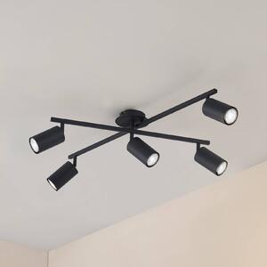 Plafoniera Lindby Joffrey, 78 cm, nero, a 5 luci, GU10 Joffrey Lindby, dimmerabile, Nero, Soggiorno / Sala da pranzo, Alluminio, Moderno, Faretto