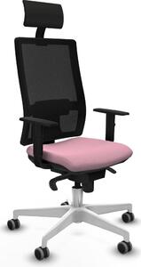 Sedia da ufficio con poggiatesta, modello Piqueras y Crespo 1D026G1, colore rosa