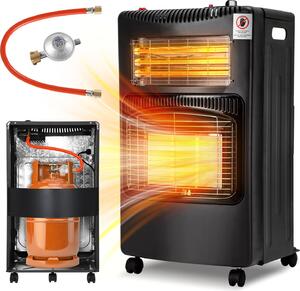Stufa a infrarossi a gas con riscaldamento elettrico, 4200 W + 1200 W, 3 livelli di potenza, 220–240 V, colore nero