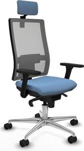 Sedia da ufficio con poggiatesta, modello Horna Piqueras y Crespo 3D086N2, colore blu cielo