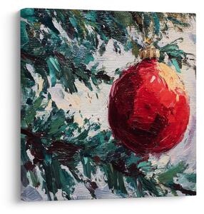 Quadro su tela Natalizio – Pallina rossa e ramoscelli