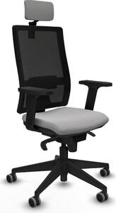 Sedia da ufficio con poggiatesta, modello Horna Piqueras y Crespo 2D066G2, colore grigio chiaro