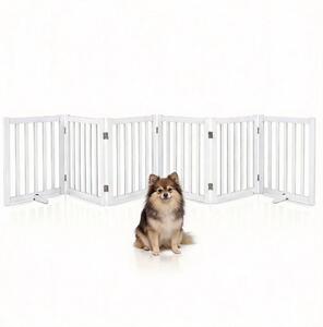 KOMFOTTEU, recinzione di sicurezza per cani, 6 pezzi, altezza 61 cm. Griglia di sicurezza in legno con cerniere a 360° e struttura a tre gambe. Recinzione per cani, barriera di sicurezza autoportante per porte e scale