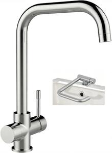 Miscelatore da cucina estraibile e orientabile a 180° - 2 getti - Acciaio inossidabile - Argento