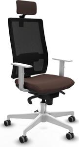 Sedia da ufficio con poggiatesta, modello Piqueras y Crespo 4B026G2, colore marrone scuro
