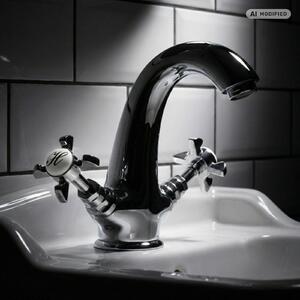 PaulGurkes miscelatore per lavabo retro cromo stile inglese vintage rubinetto nostalgico