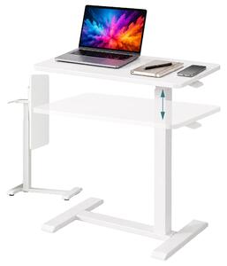 Relaxdays, scrivania regolabile in altezza da 66 a 100,5 cm, pieghevole, con rotelle nascoste, ideale per l'ufficio domestico, per laptop, a forma di "C", colore bianco