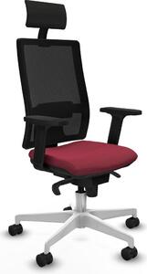 Sedia da ufficio con poggiatesta, modello Piqueras y Crespo 2D026N1, colore granata