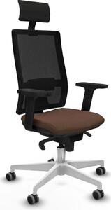 Sedia da ufficio con poggiatesta, modello Piqueras y Crespo 2D026G1, colore marrone scuro
