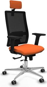 Sedia da ufficio con poggiatesta, modello Horna Traslack, marca Piqueras y Crespo, codice prodotto 2D086G2, colore arancione