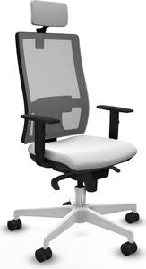 Sedia da ufficio con poggiatesta, modello Horna Piqueras y Crespo 1D026N2, colore bianco