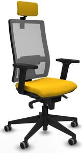 Sedia da ufficio con poggiatesta, modello Horna Piqueras y Crespo 2D066G2, colore giallo