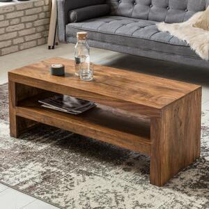 Tavolino FineBuy in legno massello di sheesham, 110 cm - Tavolino rettangolare per il soggiorno con vano portaoggetti - Tavolino artigianale in legno massello, design rustico