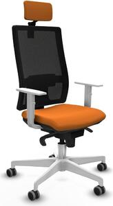 Sedia da ufficio con poggiatesta, modello Piqueras y Crespo 4B026G2, colore arancione