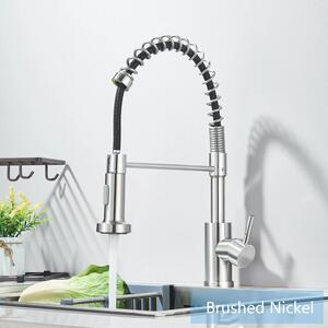 Miscelatore per cucina - Rubinetto monocomando - Archetto di erogazione alto - Doccetta estraibile - Acciaio inossidabile 304 - Montaggio su un foro - Adatto per acqua fredda e calda - Finitura in nichel spazzolato